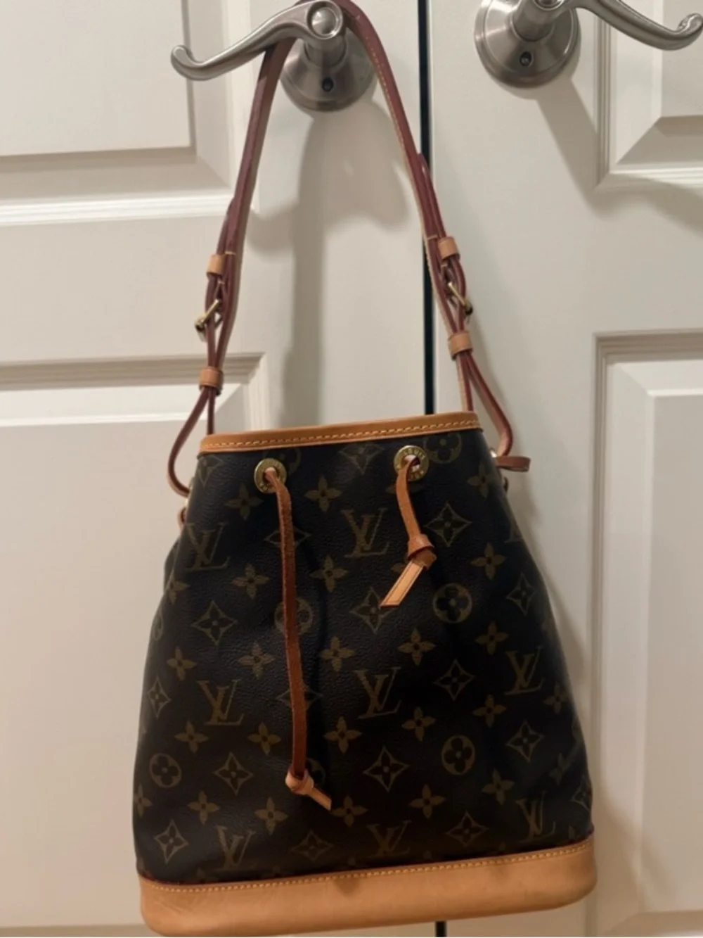 Louis Vuitton Monogram Canvas Bucket Shoulder Bag in Brown and Tan